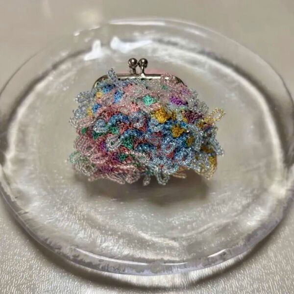 がま口 ミニがま口 ビーズがま口 マルチカラー ハンドメイド コインケース アクセサリーケース 小物入れ