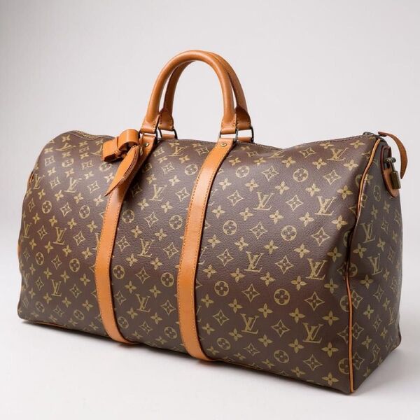 LOUIS VUITTON ルイヴィトン モノグラム キーポル55 レザー ボストンバッグ ハンドバッグ ブラウン