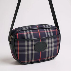 Burberrys バーバリー ノバチェック レザー×キャンバス ショルダーバッグ 斜め掛け ネイビー