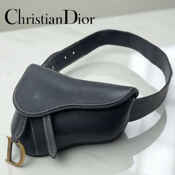 Christian Dior ディオール サドル レザーウエストバッグ ポーチ ブラック