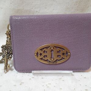 ANNA SUI 2面パスケース・定期入れICカードケース・名刺入れパープル新品・未使用 箱なし タグ付き