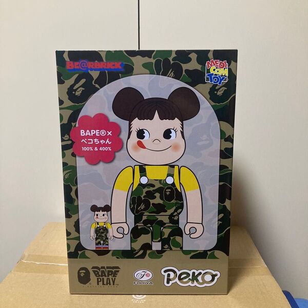 BAPE ペコちゃん ベアブリック 100% 400% エイプ BE@RBRICK PEKO 不二家 APE 迷彩 緑
