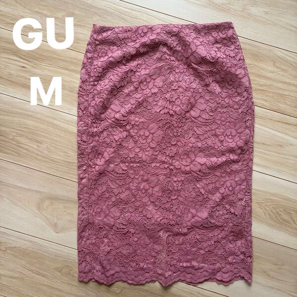 GU レーススカート タイトスカート ピンク レディース M