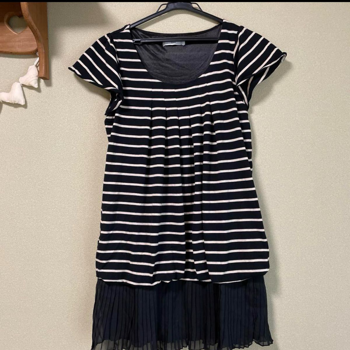 しまむら　ボーダーミニワンピース