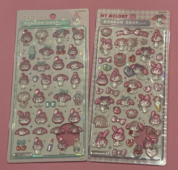 ボンボンドロップシール サンリオ マイメロディ キャラクター 立体シール 2種類