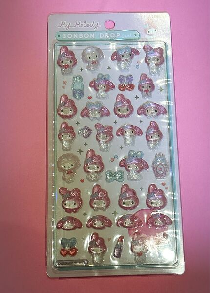 ボンボンドロップシール マイメロディ 立体シール マイメロちゃん ピンク デコレーション