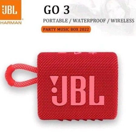 JBL GO3 Bluetoothスピーカーレッド赤 USB C充電/防塵防水/パッシブラジエーター搭載/ポータブル