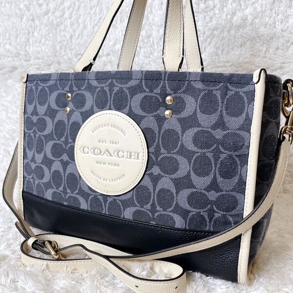 極美品 coach コーチ シグネチャー トートバッグ 2way ショルダーバッグ デンプシー デニム 大容量 キャリーオール