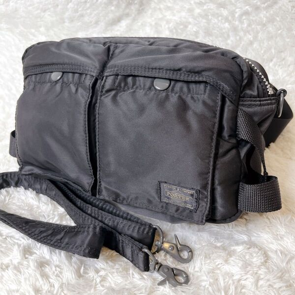 極美品 ポーター タンカー 2way ウエストバッグ ブラック ボディバッグ PORTER TANKER 黒 ショルダーバッグ