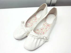 送料込◎ANGENUE■LL(24.5cm程度)■ローヒール パンプス■WHITE/ホワイト/白■#20721MK589_4