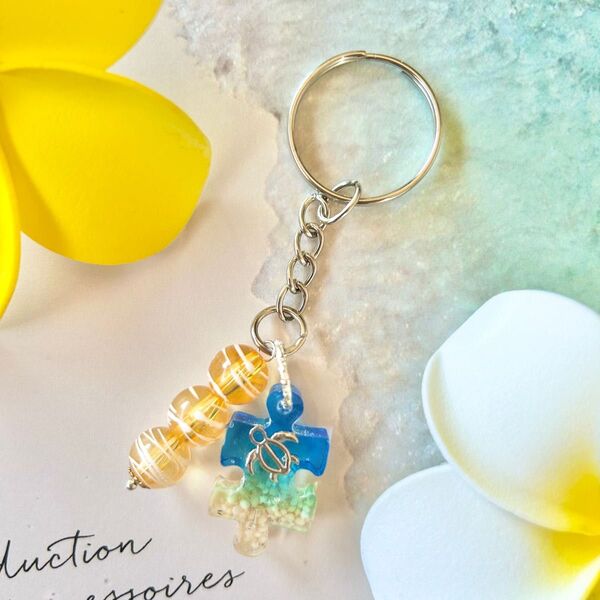 ハンドメイド キーホルダー レジン ホヌ 海ガメ