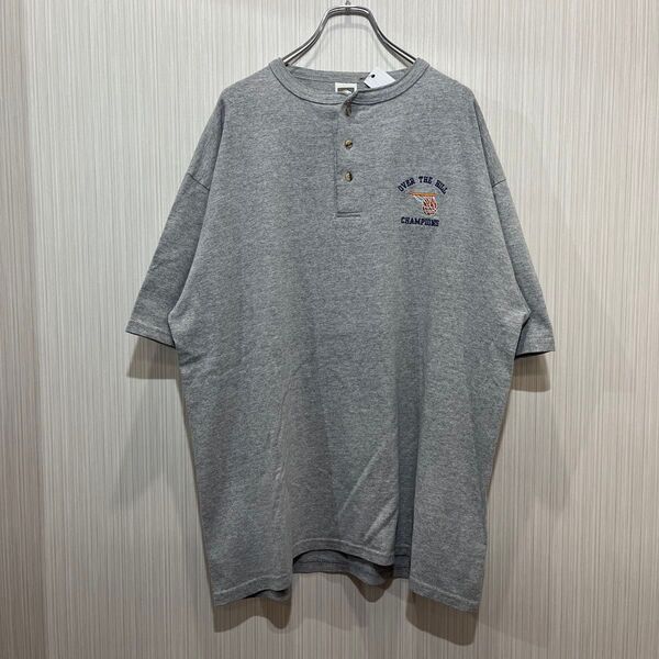 CottonDelux 古着 90s USA製 ヘンリーネック XL グレー ヘンリーネック 半袖Tシャツ Tシャツ 半袖