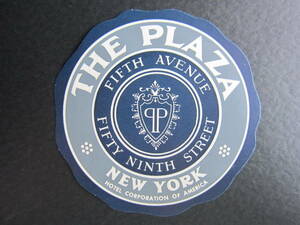  hotel label # The pra The #THE PLAZA# New York #1960's# gray #MINT