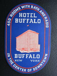  hotel label # hotel Buffalo #HOTEL BUFFALO# New York #MINT