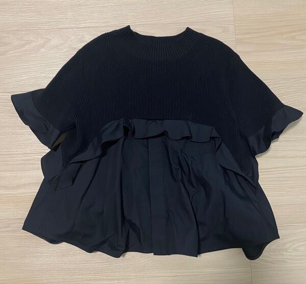 sacai サカイ 切替 半袖 Tシャツ サイズ1 ブラック