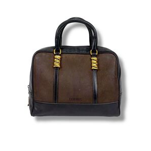 ロエベ LOEWE ミニボストンバッグ ハンドバッグ ベラスケス ブラック ブラウン バイカラー ゴールド金具 ツイスト レザー