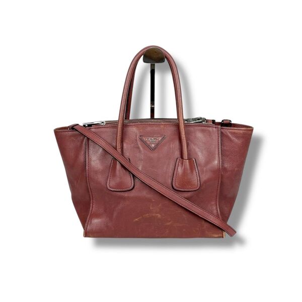 プラダ PRADA ハンドバッグ ブリュイエール 2WAY ダスティピンク レザー ショルダーバッグ B2625M トライアングル