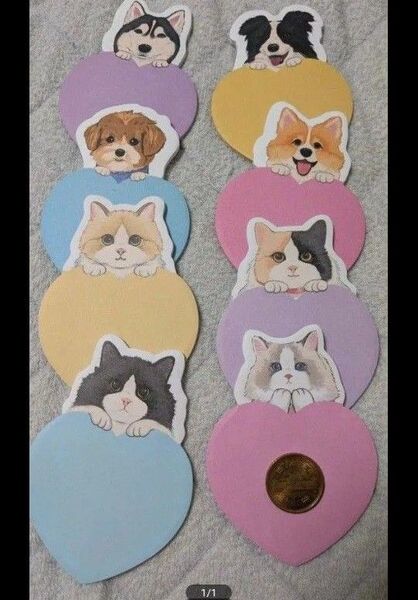 ふせん 付箋 猫 ネコ ねこ 犬 イヌ メモ帳 メッセージ 動物 デスクワーク 筆記用具 ノート 文具 ハンドメイド キャラ