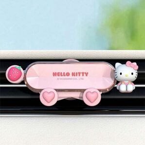 車用スマホホルダー、自動装飾ナビゲーション一体型ホルダー、耐衝撃、防振車用エアベントマウント重力センサー調節可能 ハローキティ