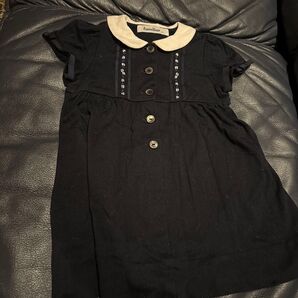 美品 ファミリア familiar 黒 半袖ワンピース 受験 幼稚園 女の子 familiar ワンピース ファミリア