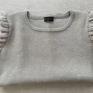★中古★A part byフリルサマーリブニットMグレー色シンプル可愛いデザイン