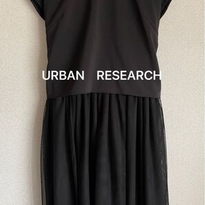 URBAN RESEARCH アーバンリサーチ異素材コンビワンピース ブラック バックリボンブラウス カットソー