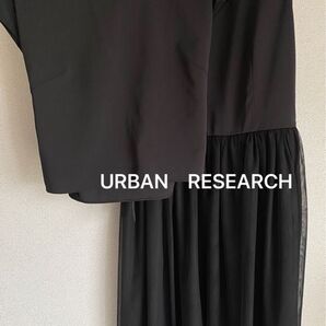 URBAN RESEARCH アーバンリサーチ異素材コンビワンピース ブラック バックリボンブラウス カットソー
