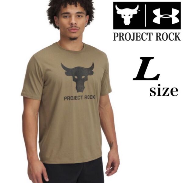新品未使用 アンダーアーマー プロジェクトロック ブラフマブル グラフィック Tシャツ ブラウン Lサイズ