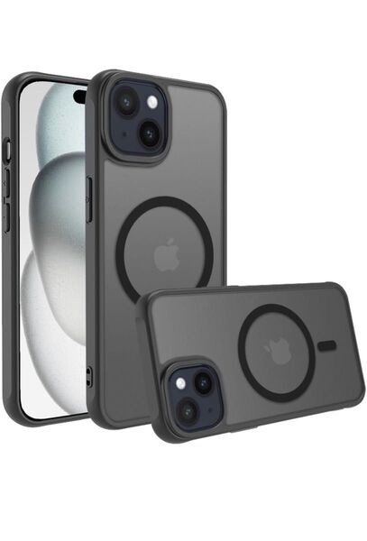 iPhone 15 ケース マット半透明 マグネット搭載 ワイヤレス充電 耐衝撃 指紋防止 米軍MIL規格・Magsafe対応