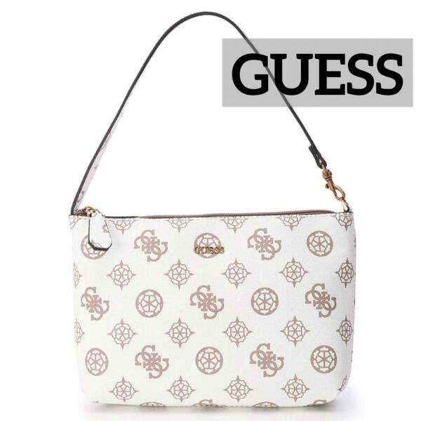 新品未使用 GUESS ゲス VIKKY ハンドバッグ モノグラム ホワイト クーポンで200円OFF