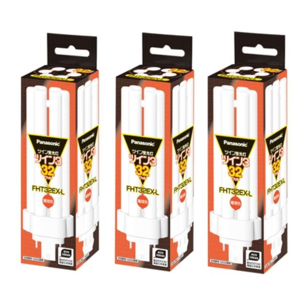 3本 未使用 ナショナル パルック ツイン蛍光灯 ツイン3 32形 電球色 6本束状ブリッジ National FHT32EX-L