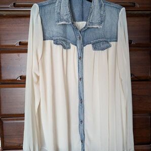 デニム×シフォン ブラウス お値下げしました