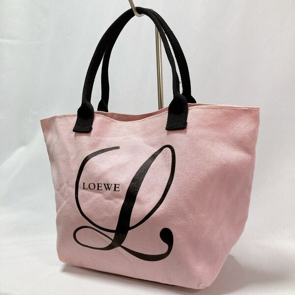 LOEWE ロエベ ミニ トートバッグ ロゴ キャンバス ピンク 手提げ