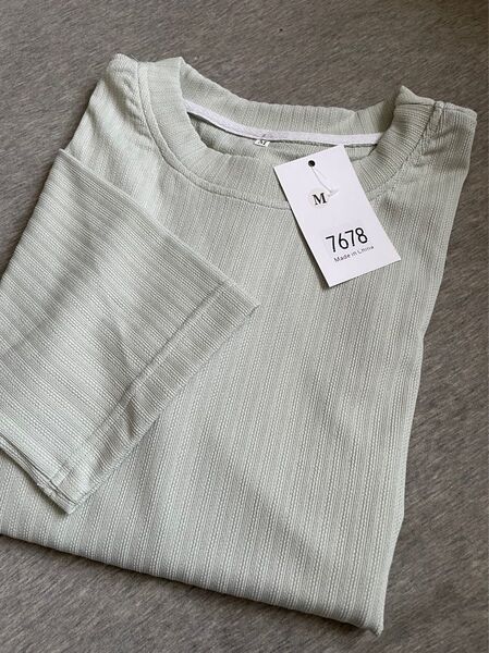 メンズ カットソー Tシャツ 半袖 グリーン Mサイズ 半袖Tシャツ