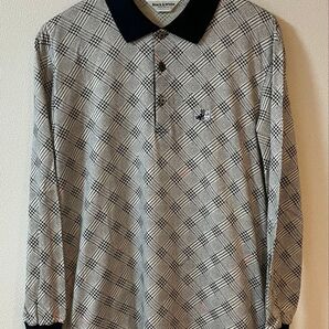 Black & White 長袖ポロシャツ 千鳥格子柄 メンズ