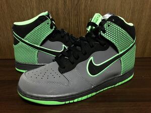 12年製 日本未発売 NIKE DUNK HIGH ナイキ ダンクハイカット SWOOSH【317982-083】幾何学 グレー ポイズン グリーン 灰×緑 US10