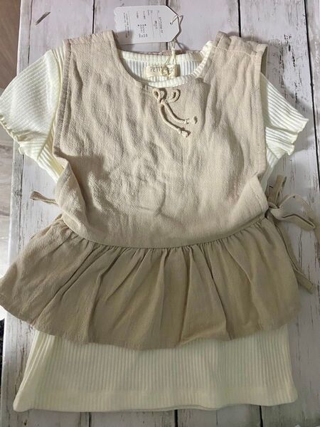 100 110 ベビー キッズ 女の子 半袖 ベスト カットソー 重ね着 Tシャツ トップス カテゴリー変更 カテ変
