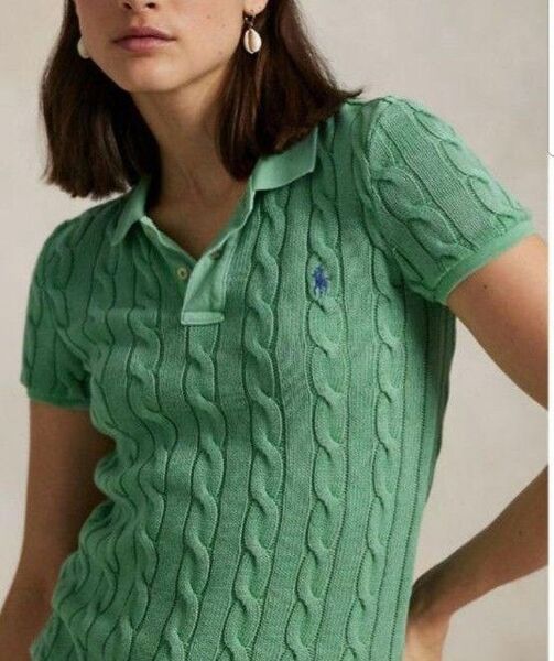 【未使用】ラルフローレン ニット ケーブル編み 半袖ニット ポロシャツ 現行品