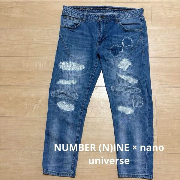NUMBERNINE × nano universe デニムパンツ M メンズ ダメージ加工 ジーンズ ジーパン ナンバーナイン