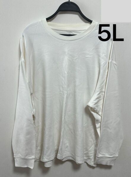 5L コットン ロンT 長袖 tシャツ 無地 ホワイト アイボリー イオン トップバリュー メンズ 4XL 大きいサイズ