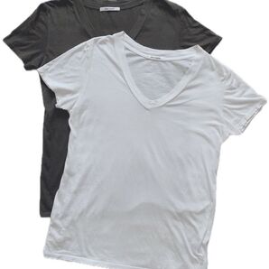 ☆Whim Gazette(ウィムガゼット)☆Vネック薄手Tシャツ2枚セット☆ Tシャツ カットソー 半袖 ホワイト トップス 白