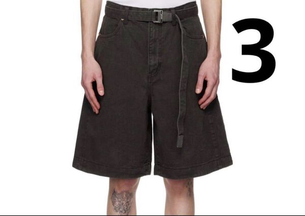 sacai Denim Shorts 25ss ハーフパンツ デニム グレー パンツ ボトムス ブラック