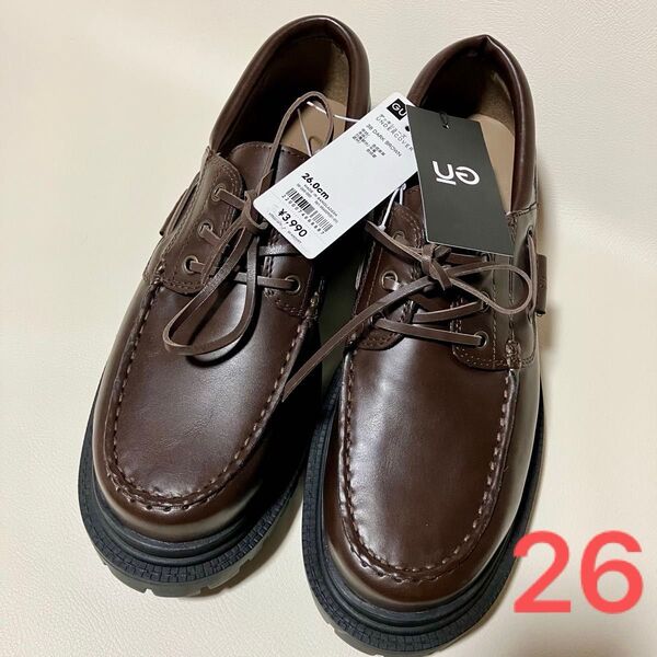 【新品未使用】GU UNDERCOVER デッキシューズ(ダークブラウン)26.0cm