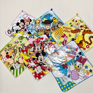 【新品未使用】ディズニー キャラクター ハンドタオル 6枚セット ミッキー・プーさん・トイストーリー 他
