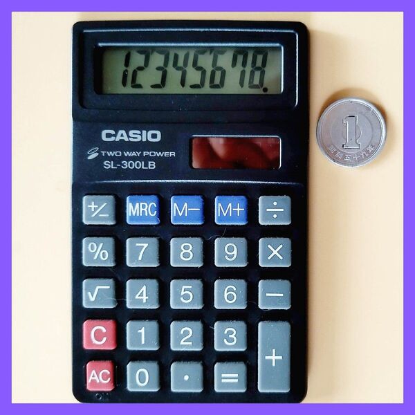 CASIO SL-300LB 電卓8桁表示 薄型7.5mm CASIO電卓、電池・ソーラー併用タイプ。カシオ