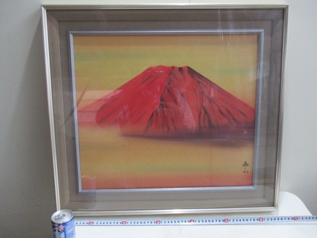 ★Peinture japonaise★``Taizan''★Taizan Tatewaki★``Fuji rouge''★Signé★Encadré★Maître Seiho★No. 10★Œuvre d'art★Authenticité garantie★Valeur expertisée de l'annuaire de l'art : 900, 000★Peinture de paysage★, peinture, Peinture japonaise, paysage, Fugetsu