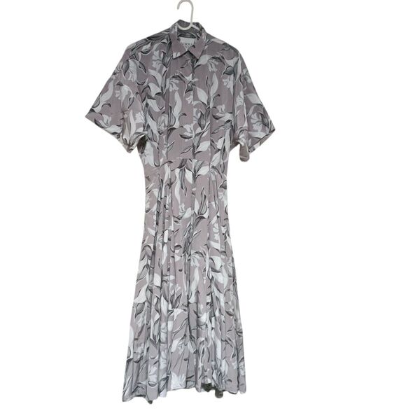 美品☆NORMAKAMALI・ノーマカマリ☆花柄フローラルロングシャツワンピース・Aライン 総柄 マルチ シャツワンピ 半袖