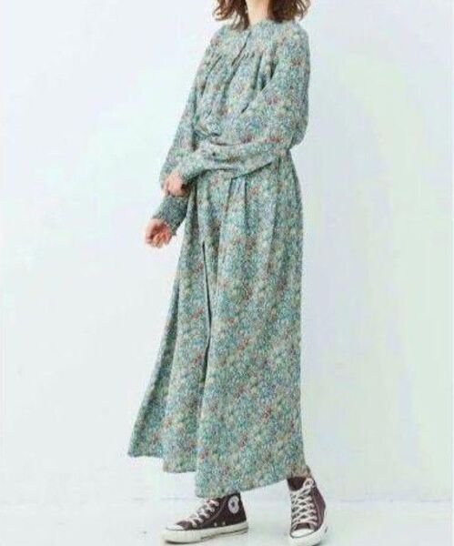 美品☆MEDE19F☆モリスの世界をまとうプリントロングワンピース☆フェリシモ