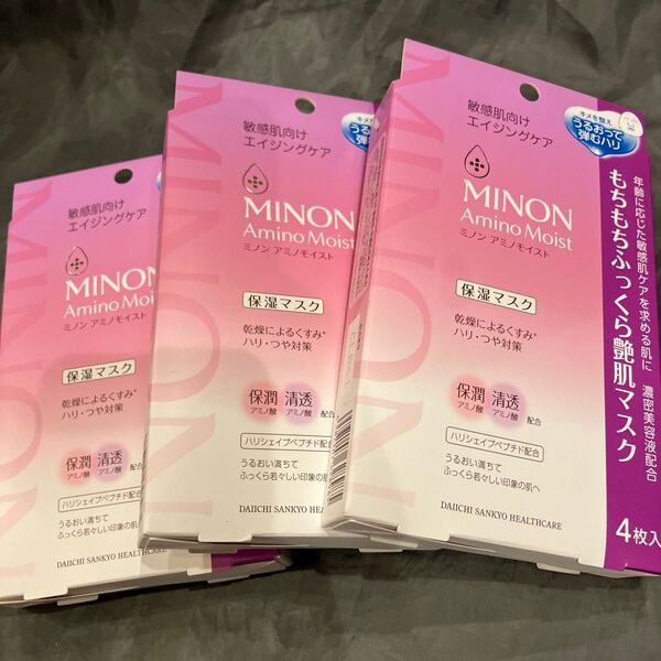 ミノン アミノモイスト もちもちふっくら艶肌マスク 24ml×4枚入×3個セット