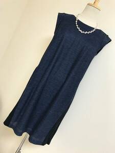  beautiful goods * Nolley's fretiemyu tweed switch One-piece made in Japan navy S*6311